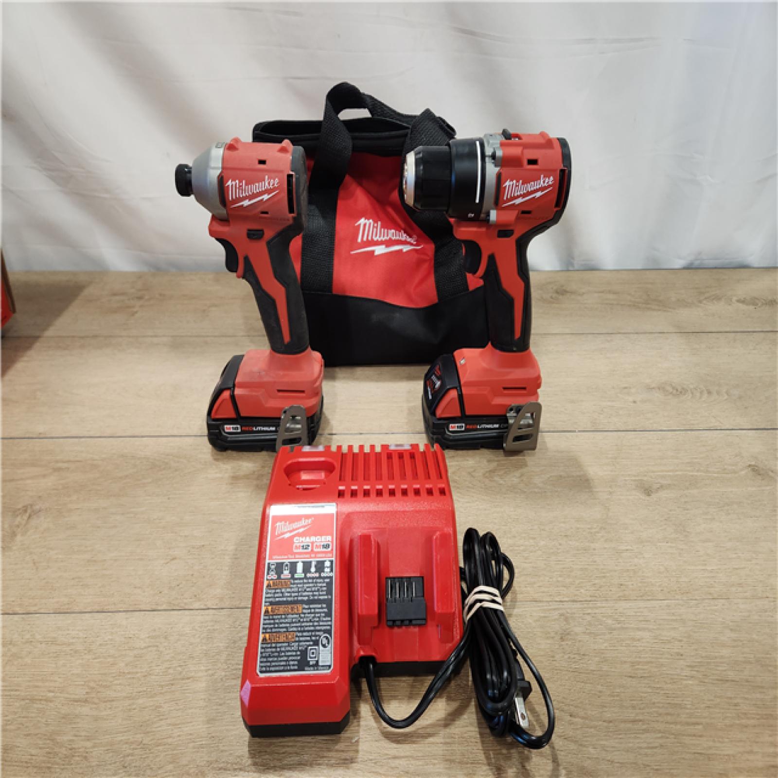 AS-IS- Milwaukee 18V Lithium-Ion Brushless Cordless Compact Drill/Impact Combo Kit