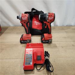 AS-IS- Milwaukee 18V Lithium-Ion Brushless Cordless Compact Drill/Impact Combo Kit