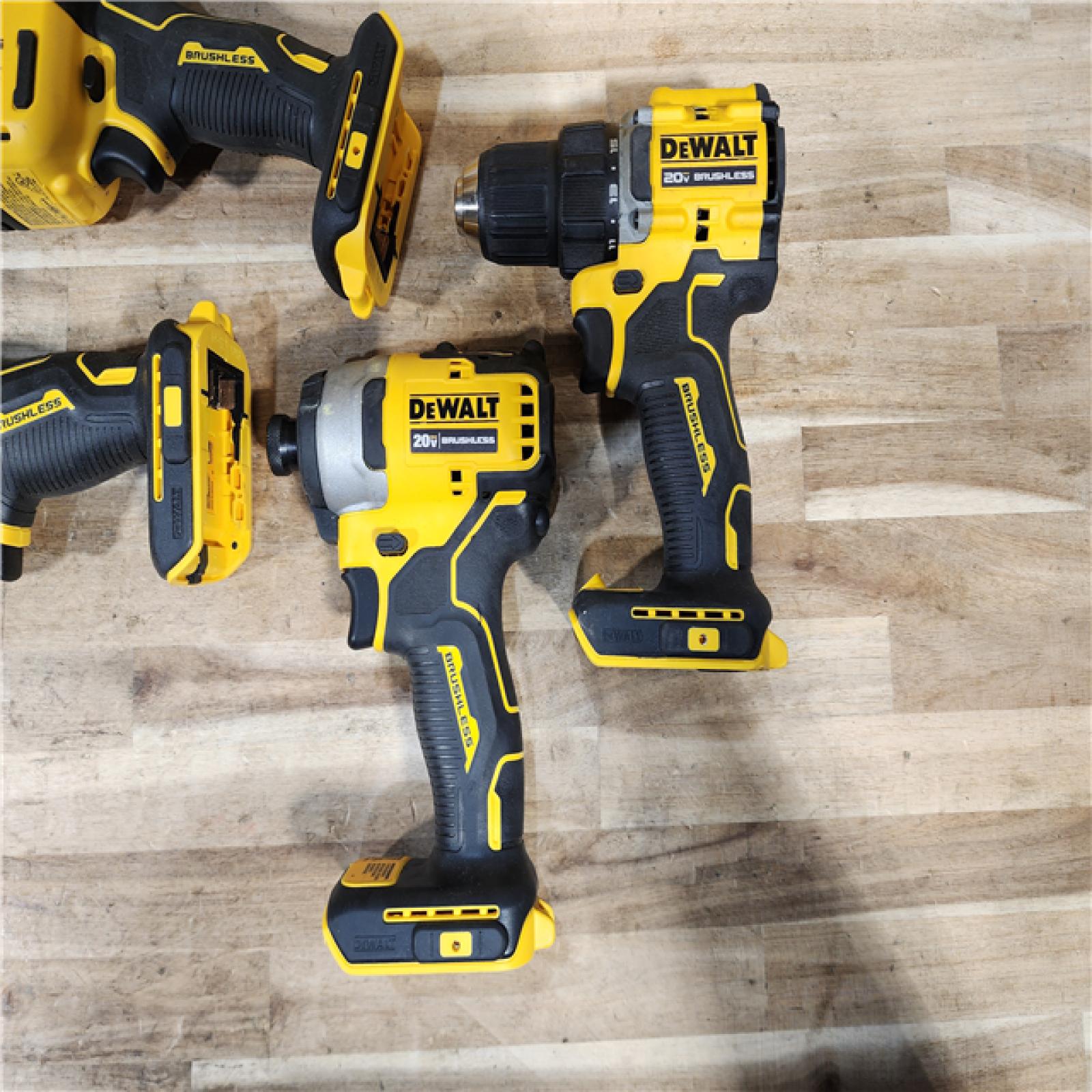 HOUSTON LOCATION - AS-IS DEWALT ATOMIC 20-Volt Lithium-Ion Cordless Brushless (4-Tool) Combo Kit