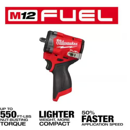 NEW!- Milwaukee M12 FUEL 12V Lithium-Ion Brushless Cordless Stubby 3/8 in. Impact Wrench (Tool-Only)