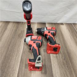 AS-IS  Milwaukee M18 18-Volt Lithium-Ion Cordless Combo Kit 7-Tool with 2-Batteries, Charger and Tool Bag