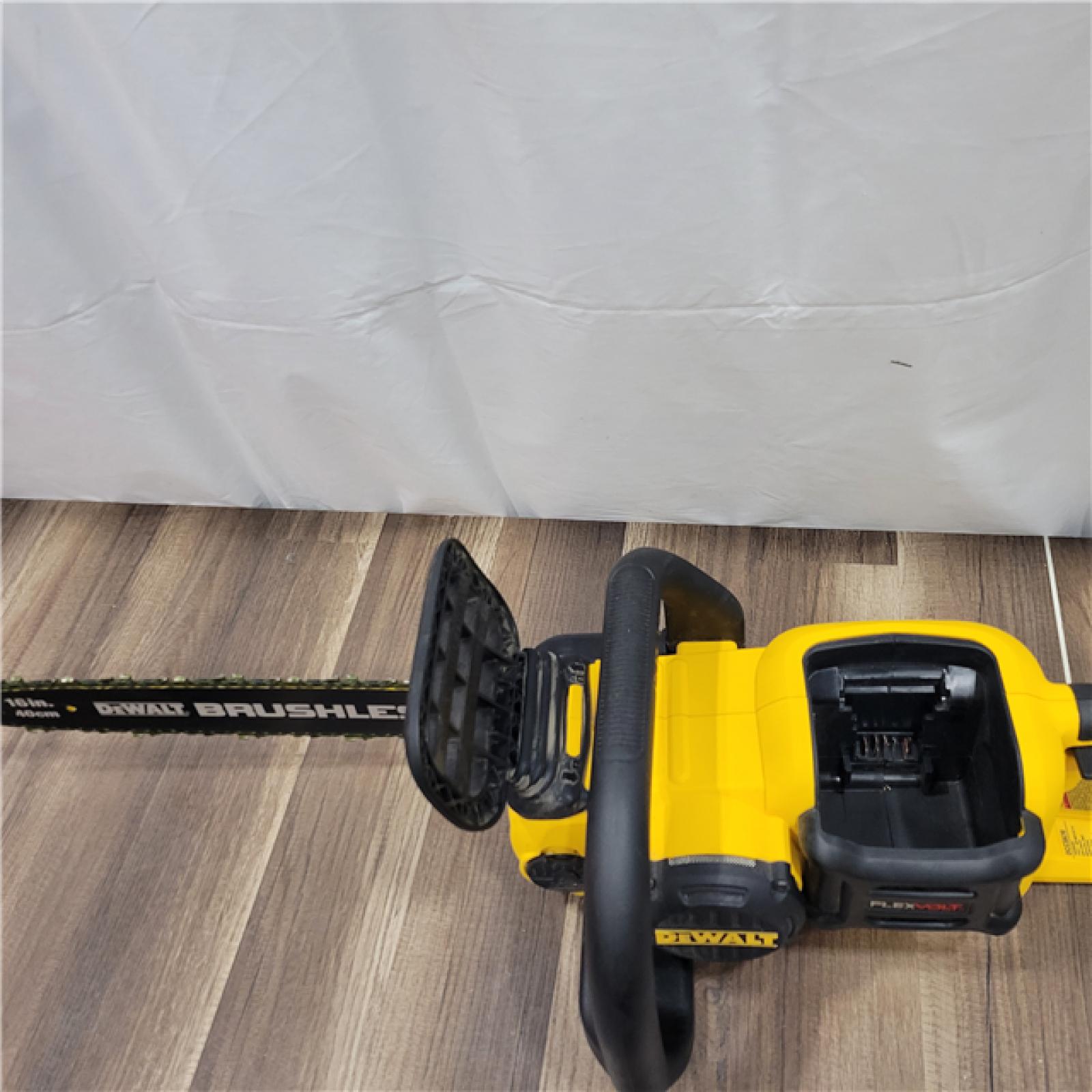 AS-IS   DEWALT  FLEXVOLT 60V MAX 16in. Brushless Cordless Battery Powered Chainsaw Kit with (1) FLEXVOLT 2 Ah Battery & Charger
