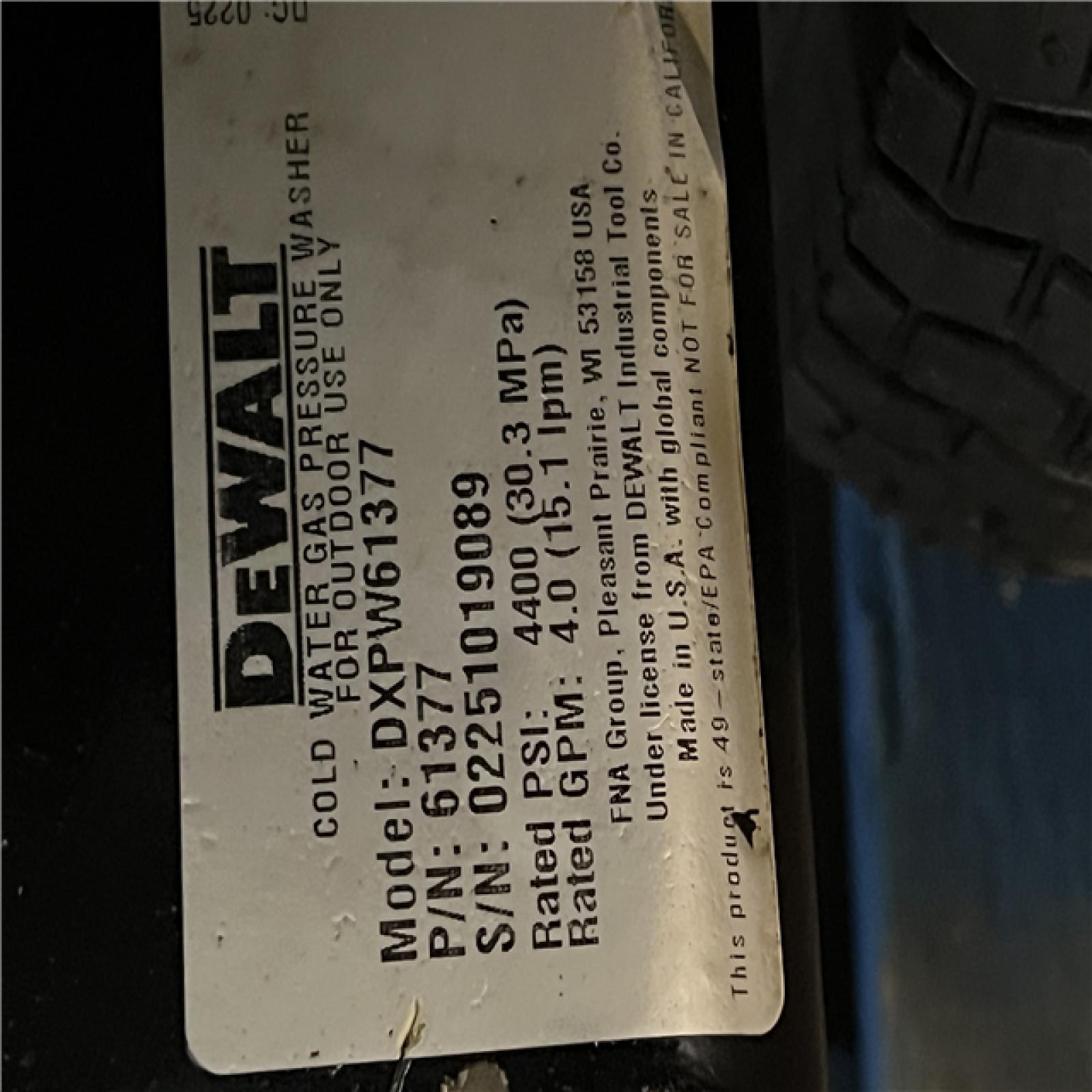 Dallas Location - As-Is Dewalt DXPW61377 4400 PSI 4.0 GPM Gas Pressure Washer