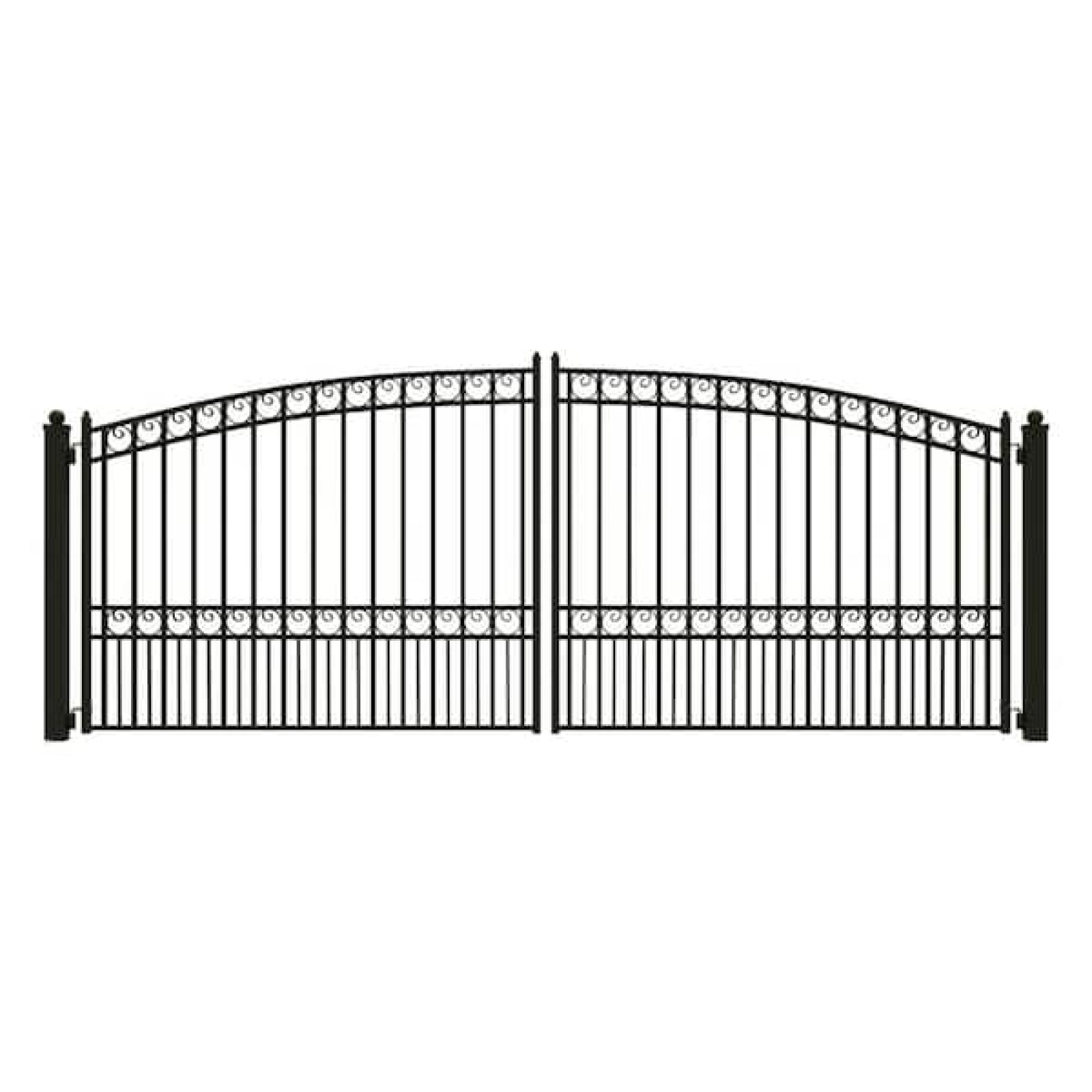 Phoenix LIKE NEW ALEKO Paris Style 16 ft. x 6 ft. Black Steel Dual Driveway Fence Gate
