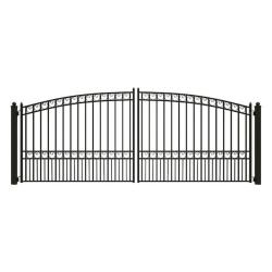 Phoenix LIKE NEW ALEKO Paris Style 16 ft. x 6 ft. Black Steel Dual Driveway Fence Gate