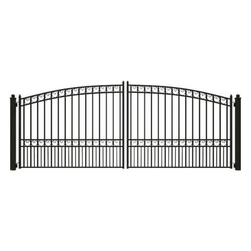 Phoenix LIKE NEW ALEKO Paris Style 16 ft. x 6 ft. Black Steel Dual Driveway Fence Gate