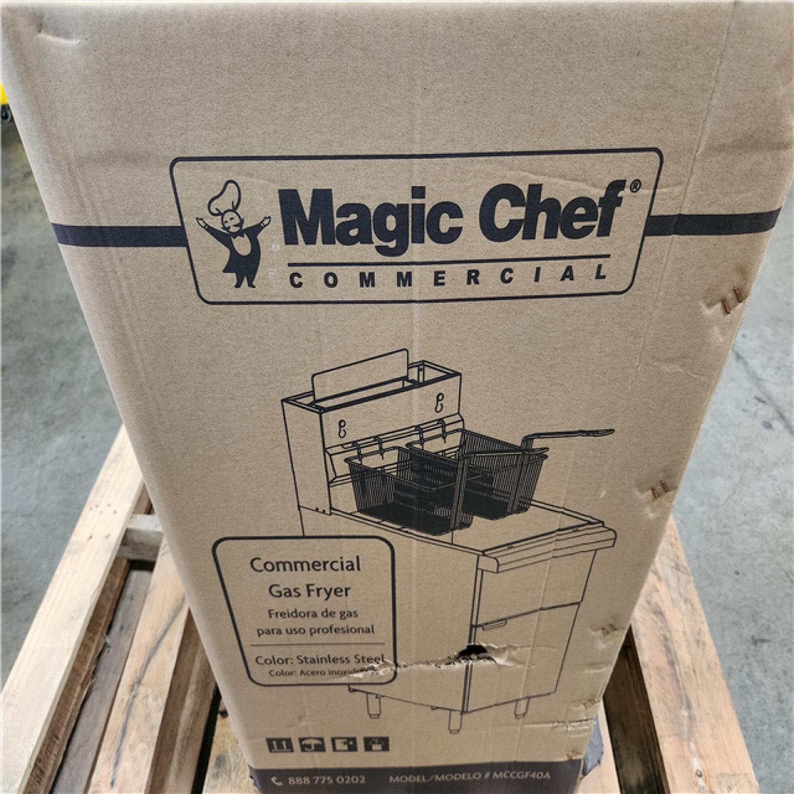 Phoenix NEW Magic Chef 21 Qt. 40 lb. Stainless Steel Commercial Natural Gas Fryer - 90,000 BTU (SEALED)