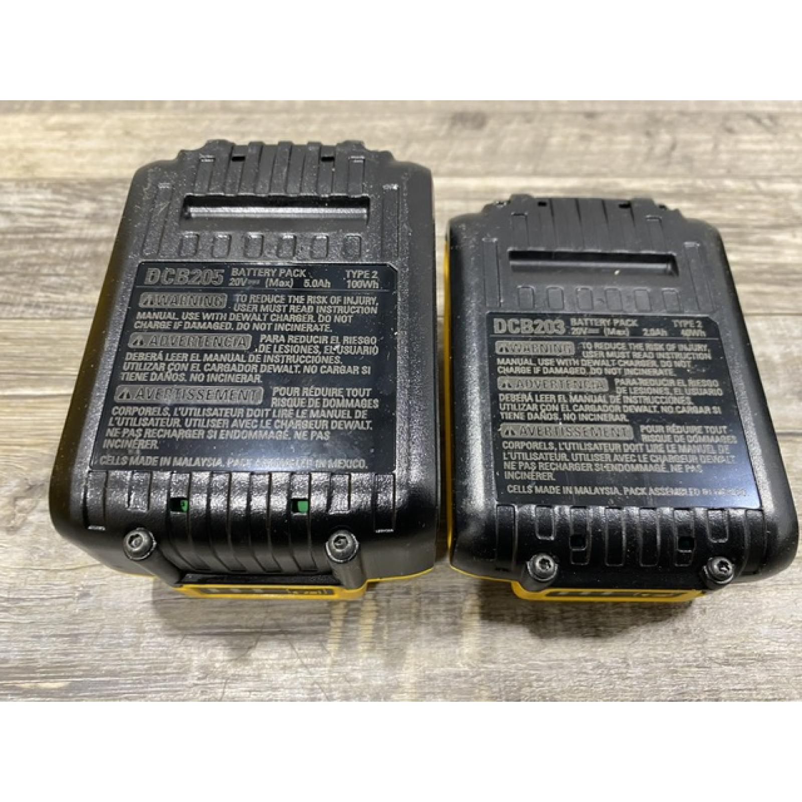 AS-IS DEWALT 20V MAX Lithium-Ion Battery Kit with 5.0Ah and 2.0Ah Battery and Charger