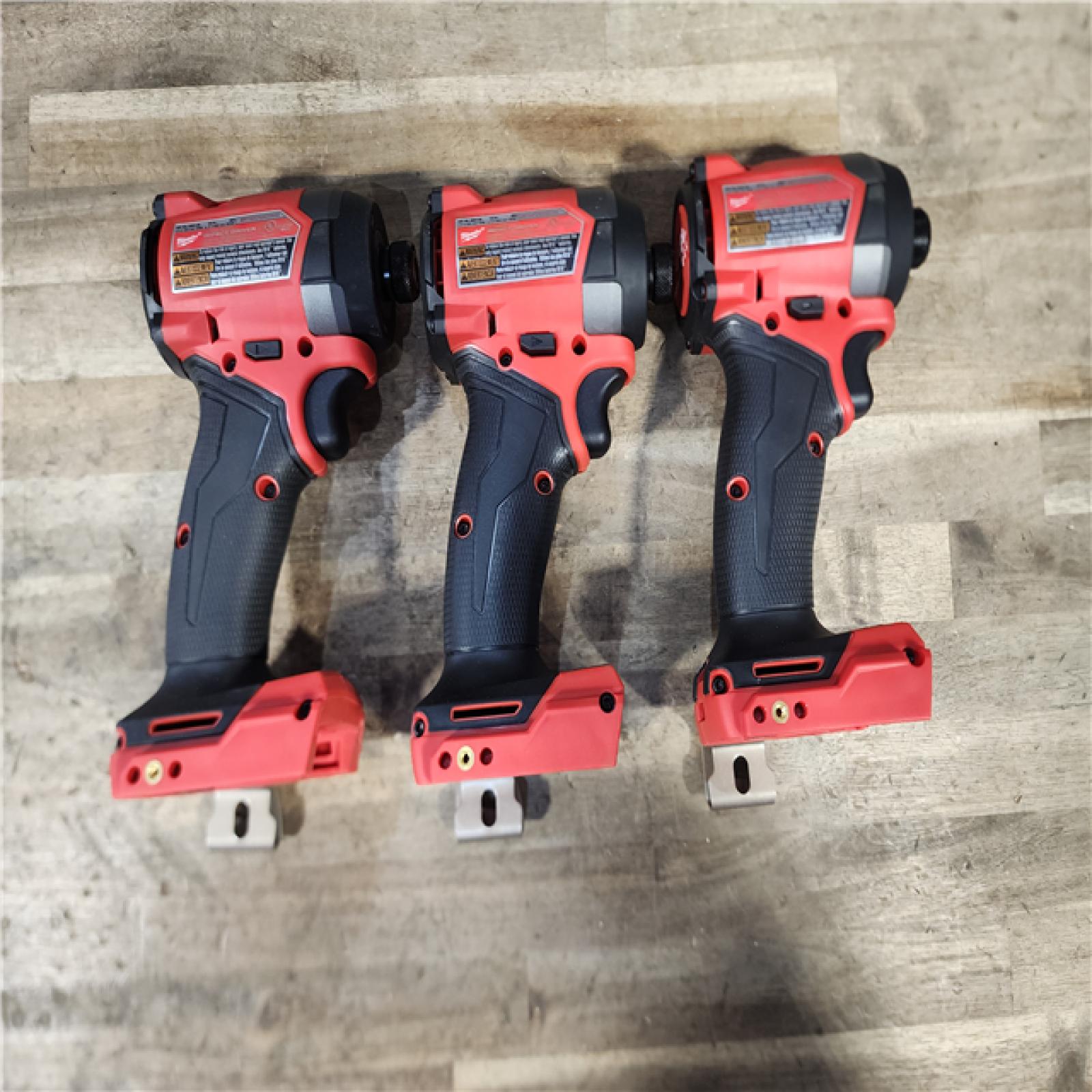 HOUSTON LOCATION - AS-IS (APPEARS LIKE NEW) (3) Milwaukee 2953-20 18V Lithium-Ion Brushless Cordless 1/4 Hex Impact Driver W/ (2) BATTERY & CHARGER