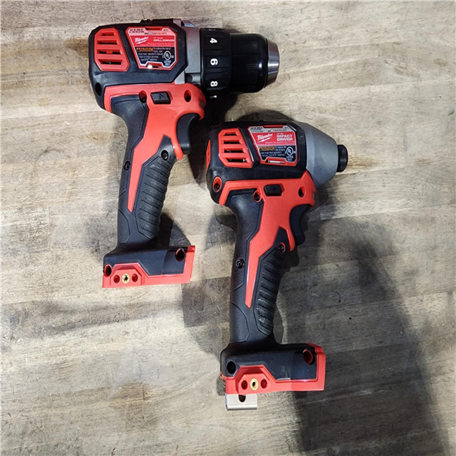 HOUSTON LOCATION - AS-IS Milwaukee 18V Cordless Brushed 2-Tool Drill/Driver and Impact Driver Kit