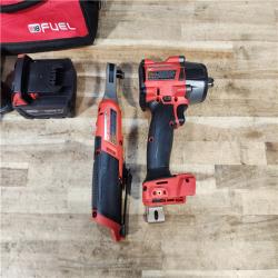 HOUSTON LOCATION - AS - IS M18 FUEL 18V Cordless Mid Torque 1/2 in. Impact Wrench W/ M12 FUEL 3/8 in. Ratchet & Battery/Charger Combo Kit