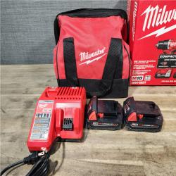 HOUSTON LOCATION - AS-IS Milwaukee M18 18V Lithium-Ion Brushless Cordless Compact Drill/Impact Combo Kit (2-Tool) W/(2) 2.0 Ah Batteries  Charger & Bag