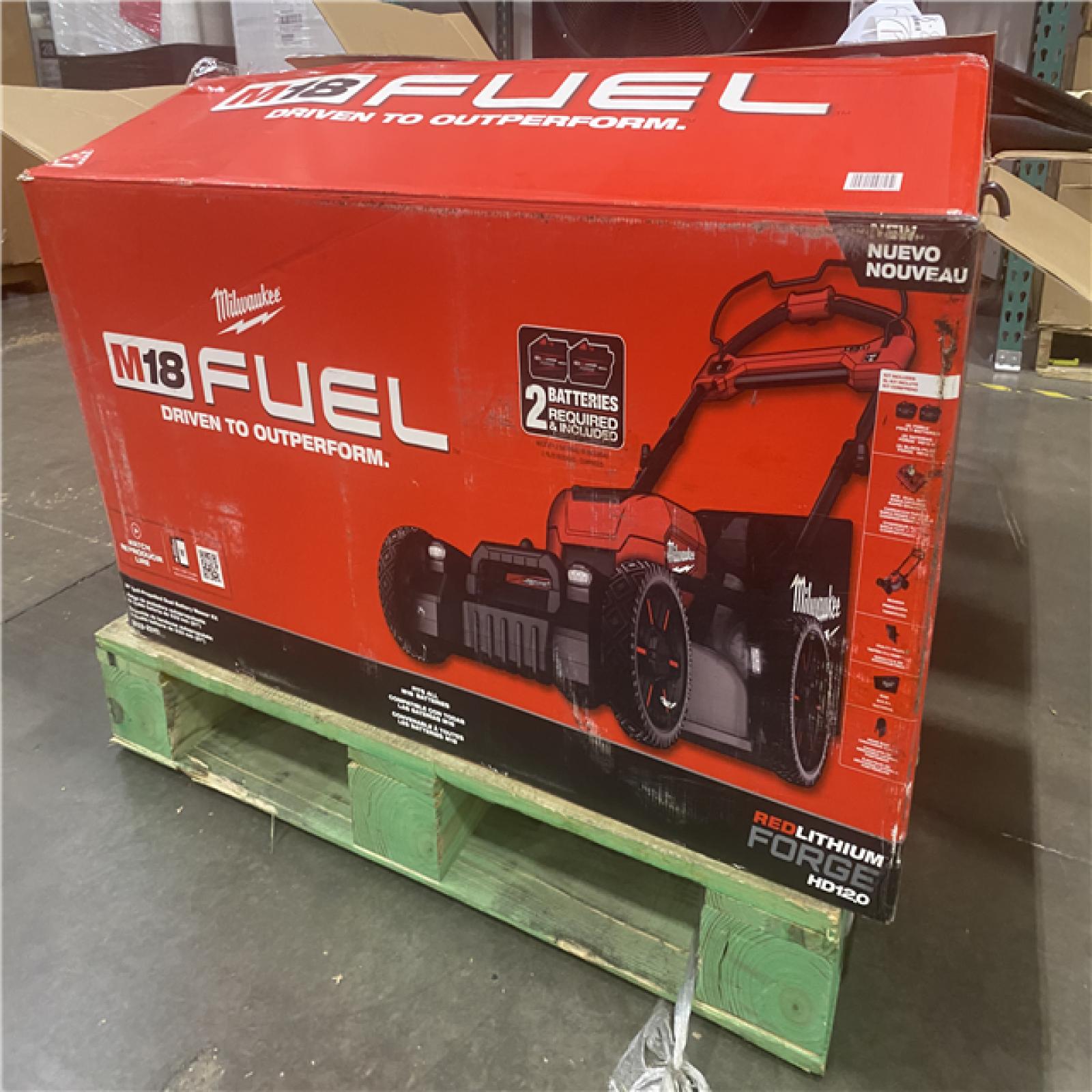 Dallas Location - As-Is Milwaukee M18 FUEL 21 Self-Propelled Dual Battery Mower Kit w/ (2) 12 Ah Forge Batteries & Dual Bay Rapid Charger