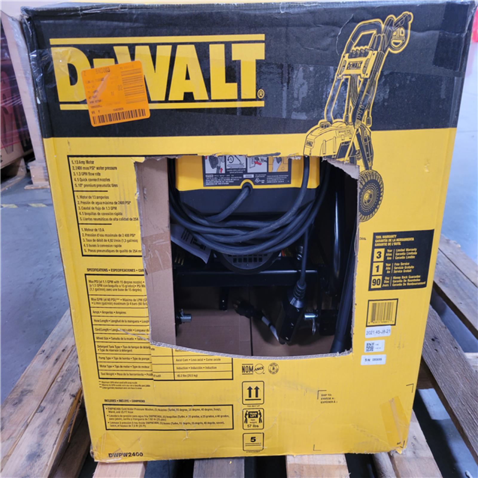 California AS-IS DEWALT 13 AMP ELECTRIC COLD WATER PRESSURE WASHER