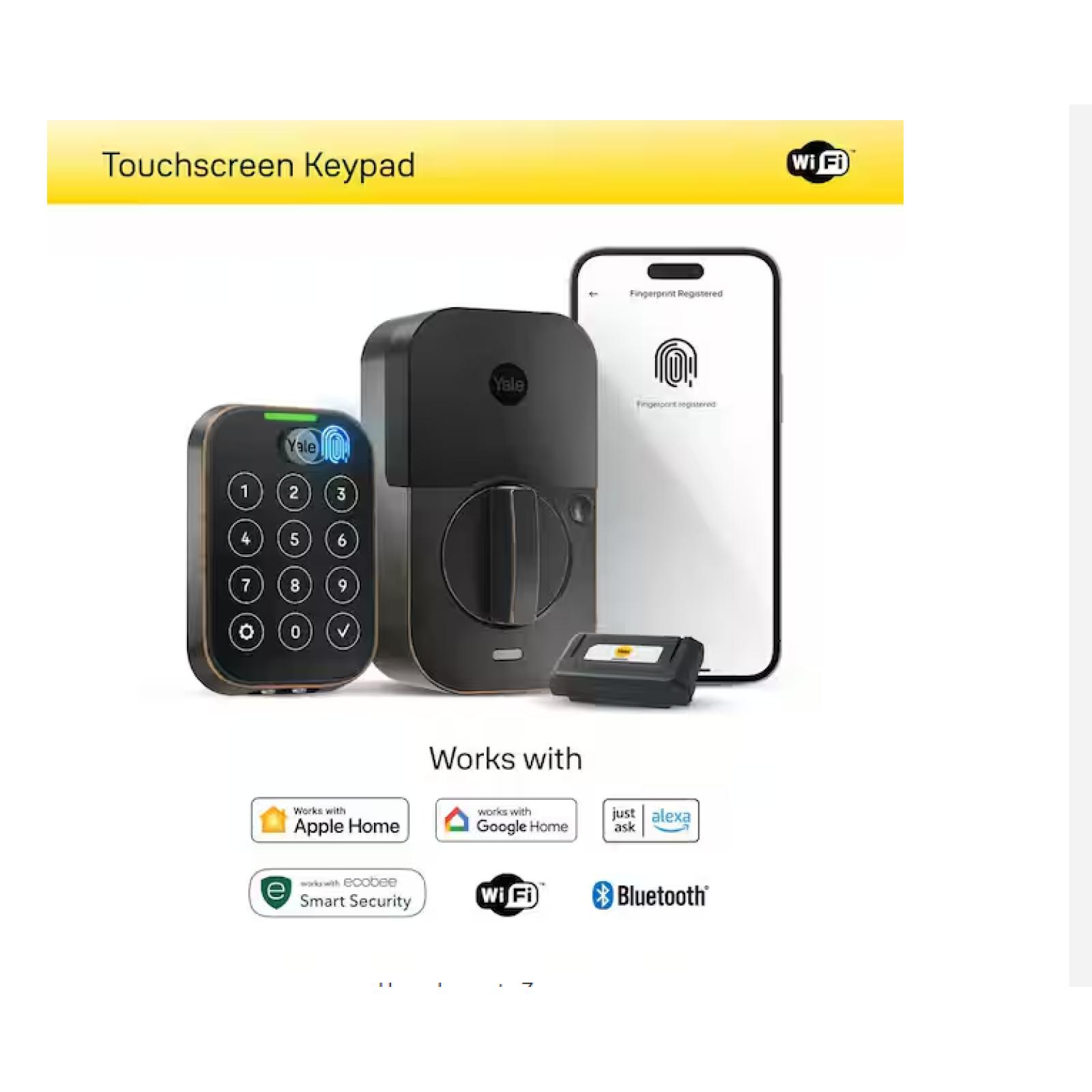 NEW! - Yale Assure Lock 2; Keyless Smart Door Lock with Wi-Fi and Fingerprint Access; Oil Rubbed Bronze