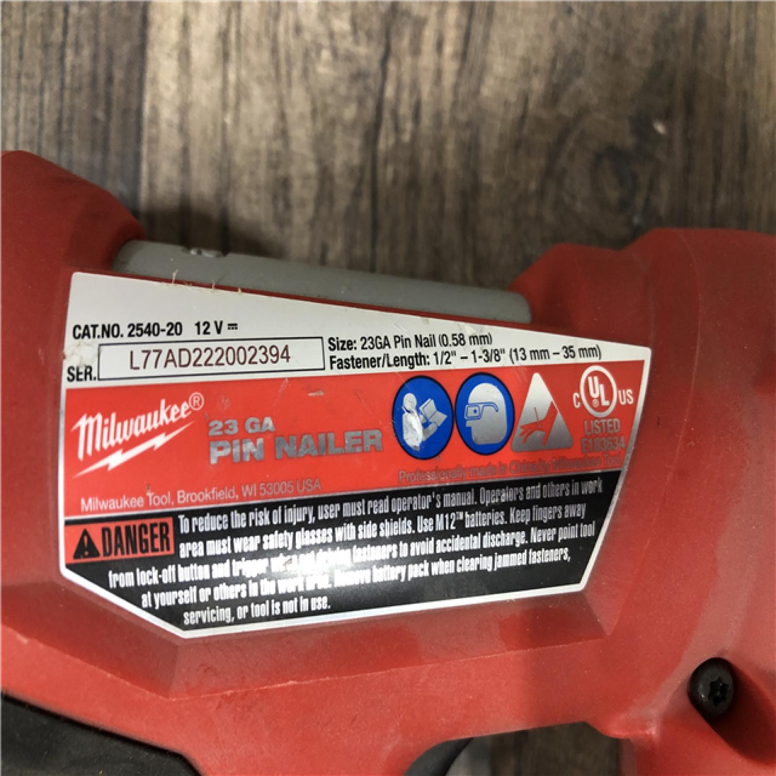 AS-IS Milwaukee M12 12-Volt 23-Gauge Lithium-Ion Cordless Pin Nailer (Tool-Only)