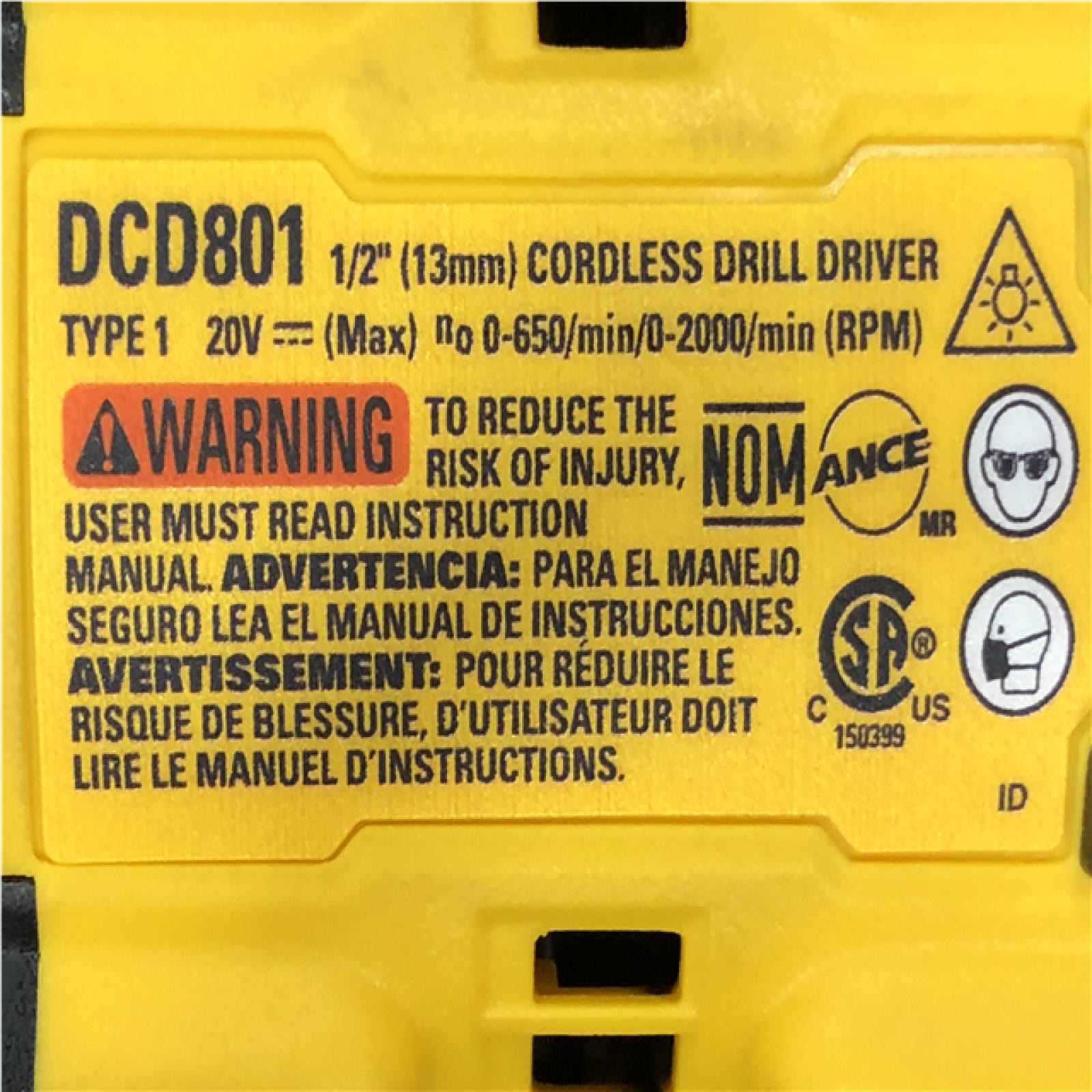 AS-IS DEWALT 20V XR Lithium-Ion Cordless Brushless 1/2 in. Drill/Driver Kit