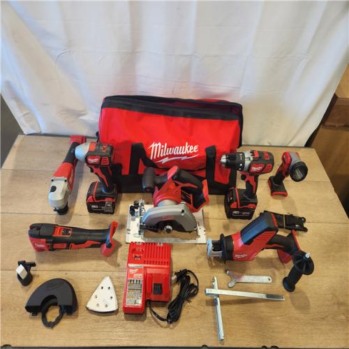 AS-IS- M18 18-Volt Lithium-Ion Cordless Combo Kit 7-Tool with 2-Batteries  Charger and Tool Bag
