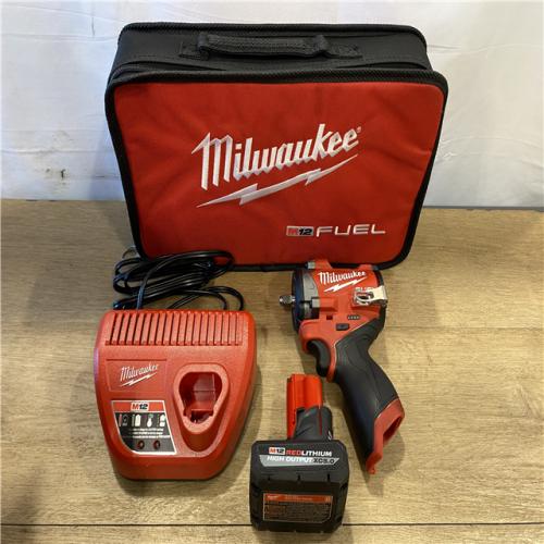 AS-IS Milwaukee FUEL 12V Li-Ion Brushless Cordless Stubby 3/8 in. Impact Wrench Kit