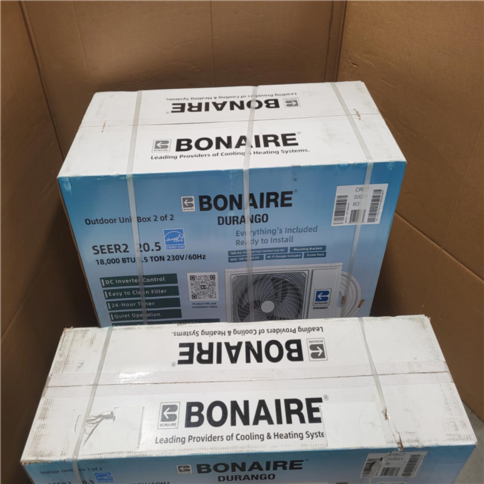 CALIFORNIA AS-IS NEW BONAIRE DUCTLESS MINI SPLIT HEATING AND COOLING UNIT