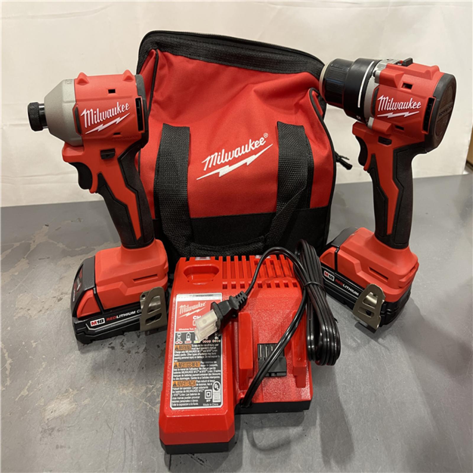 AS-IS - Milwaukee M18 18V Lithium-Ion Brushless Cordless Compact Drill/Impact Combo Kit