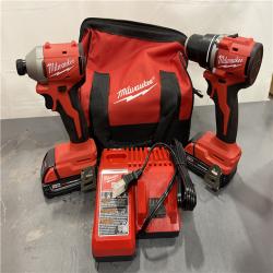 AS-IS - Milwaukee M18 18V Lithium-Ion Brushless Cordless Compact Drill/Impact Combo Kit