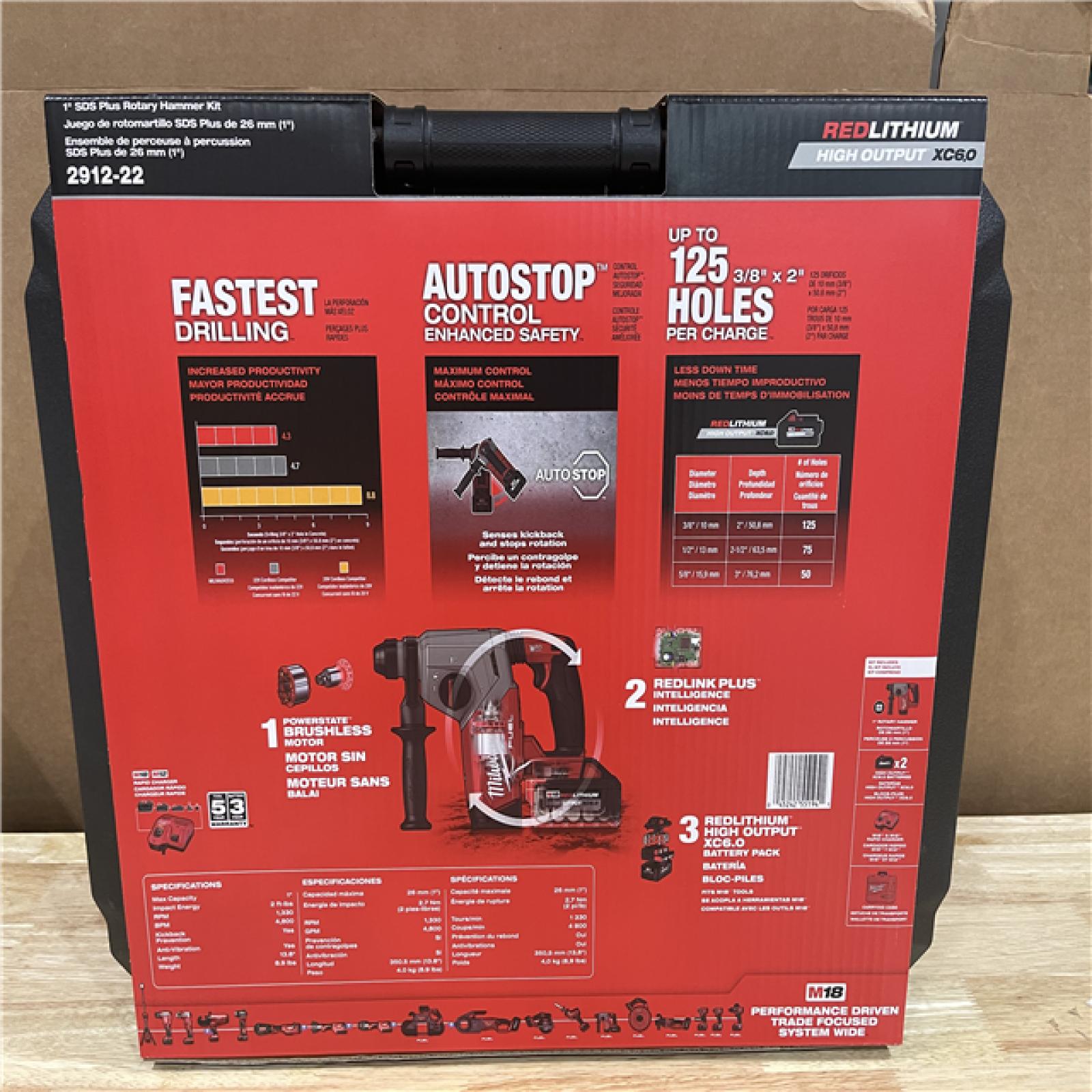 NEW!- Milwaukee M18 FUEL 18V Lithium-Ion Brushless 1 in. Cordless SDS-Plus Rotary Hammer Kit