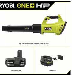 NEW! - RYOBI ONE+ HP 18V Brushless Whisper Series 130 MPH 450 CFM Cordless Battery Leaf Blower