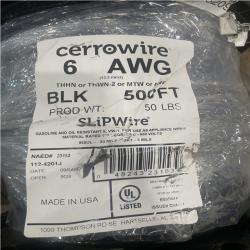 DALLAS LOCATION- CERROWIRE 500 ft. 6 Gauge Black Stranded Copper THHN Wire