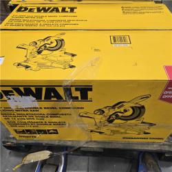 AS-IS DEWALT 15 Amp Corded 12 in. Double Bevel Sliding Compound Miter Saw, Blade Wrench and Material Clamp
