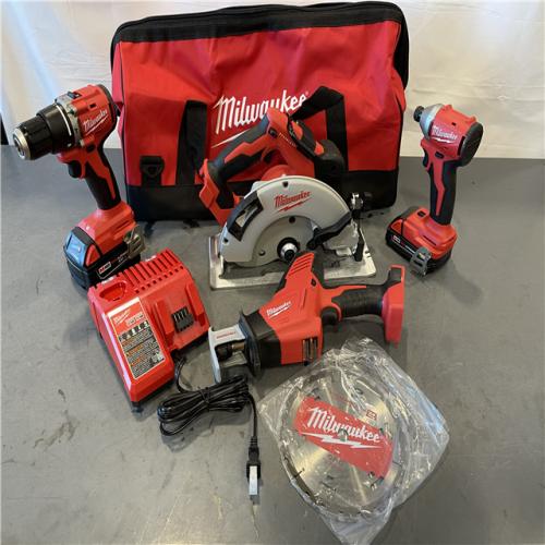 AS-IS - Milwaukee M18 18-Volt Lithium-Ion Brushless Cordless Combo 4 Tool Kit