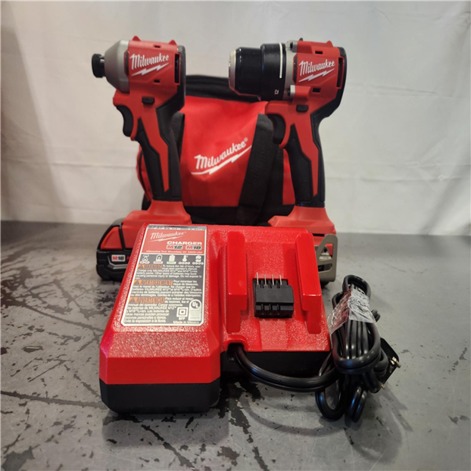 AS-IS- Milwaukee 18V Lithium-Ion Brushless Cordless Compact Drill/Impact Combo Kit
