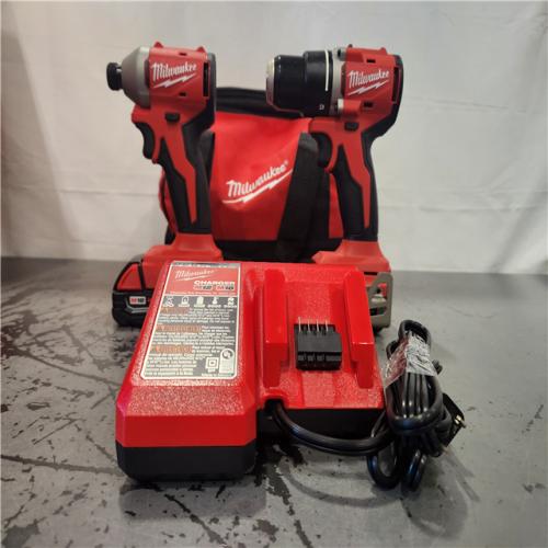 AS-IS- Milwaukee 18V Lithium-Ion Brushless Cordless Compact Drill/Impact Combo Kit