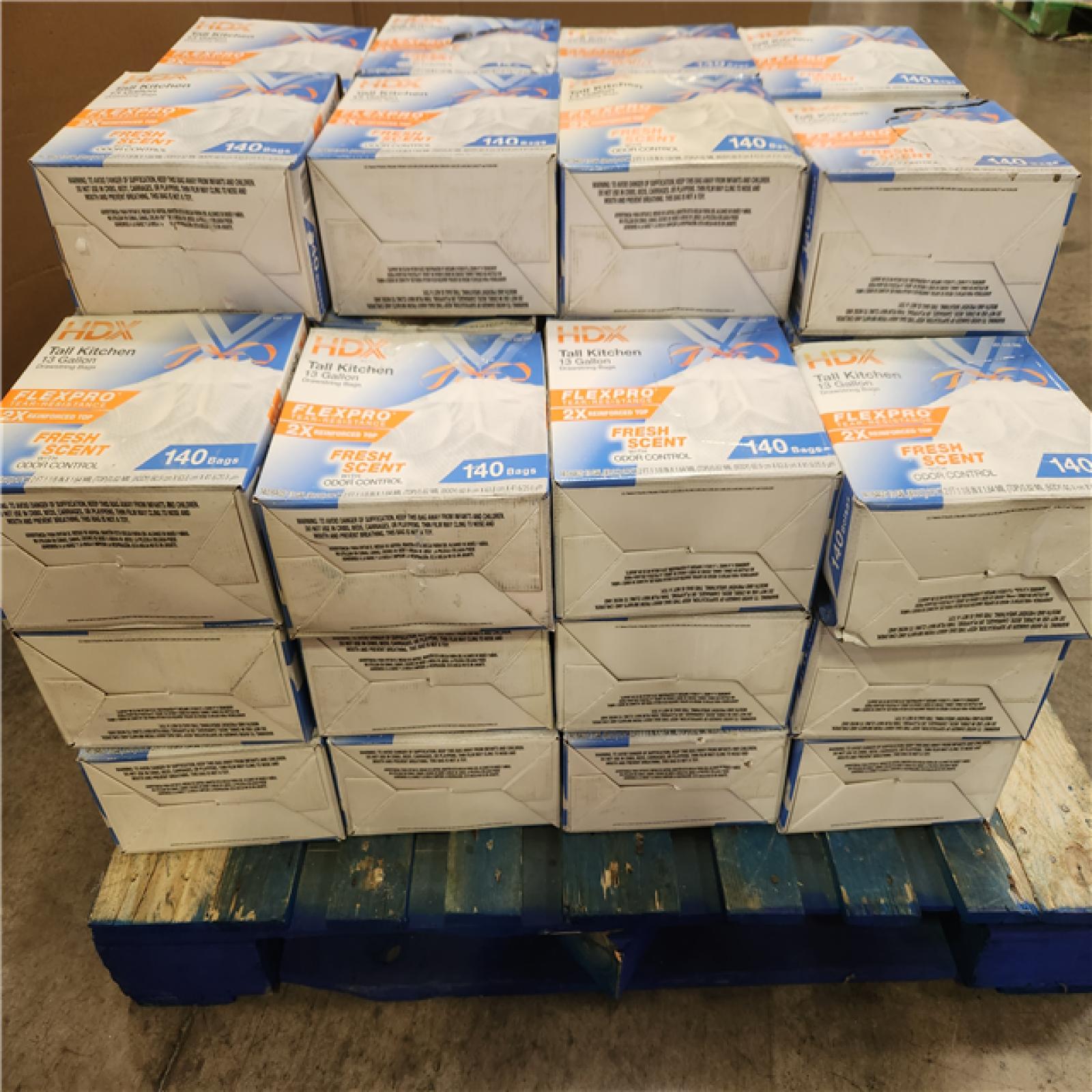 Phoenix NEW HDX FlexPro 13 Gallon Fresh Scent Tall Kitchen Trash Bag (140-Count) Pallet (56-Bags)