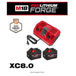 NEW! - Milwaukee M18 18-Volt Lithium-Ion REDLITHIUM FORGE Starter Kit with Two XC 8.0 Ah Battery and Dual Bay Rapid Charger