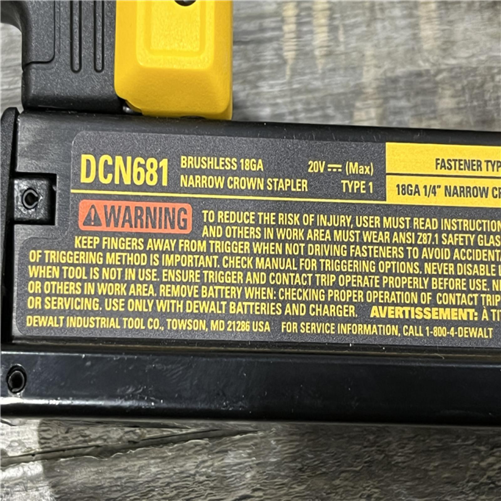 AS-IS DEWALT 20V MAX XR Lithium-Ion Cordless 18-Gauge Narrow Crown Stapler Kit