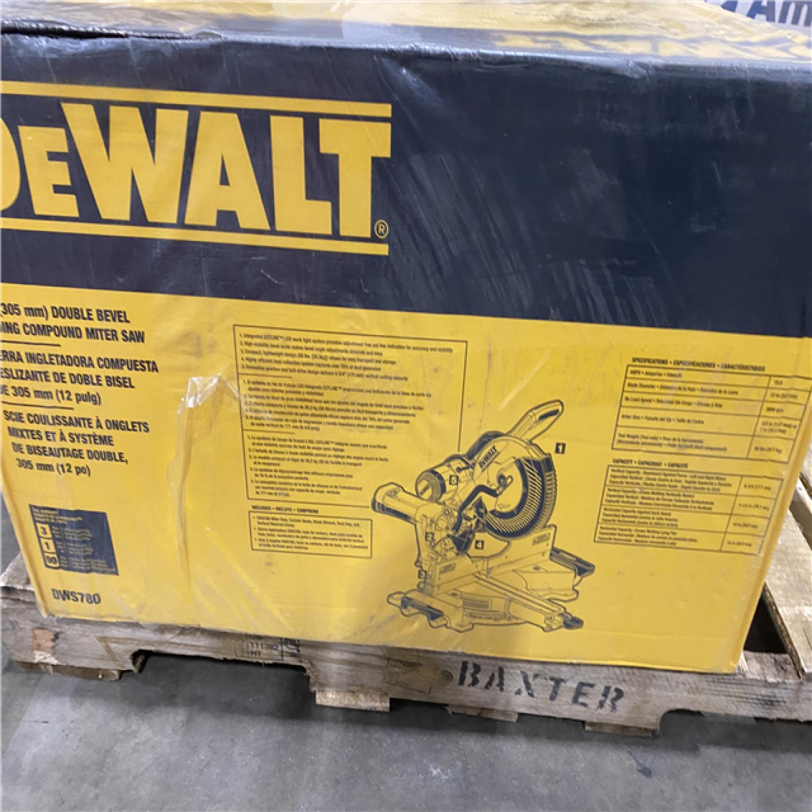 NEW- DEWALT 15 Amp Corded 12 in. Double Bevel Sliding Compound Miter Saw