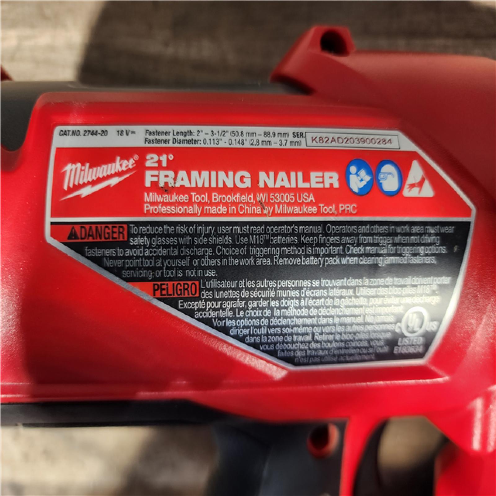 HOUSTON LOCATION - AS-IS Milwaukee 2744-20 M18 FUEL 3-1/2 in. 18V 21-Degree Lithium-Ion Brushless Cordless Framing Nailer (Tool-Only)