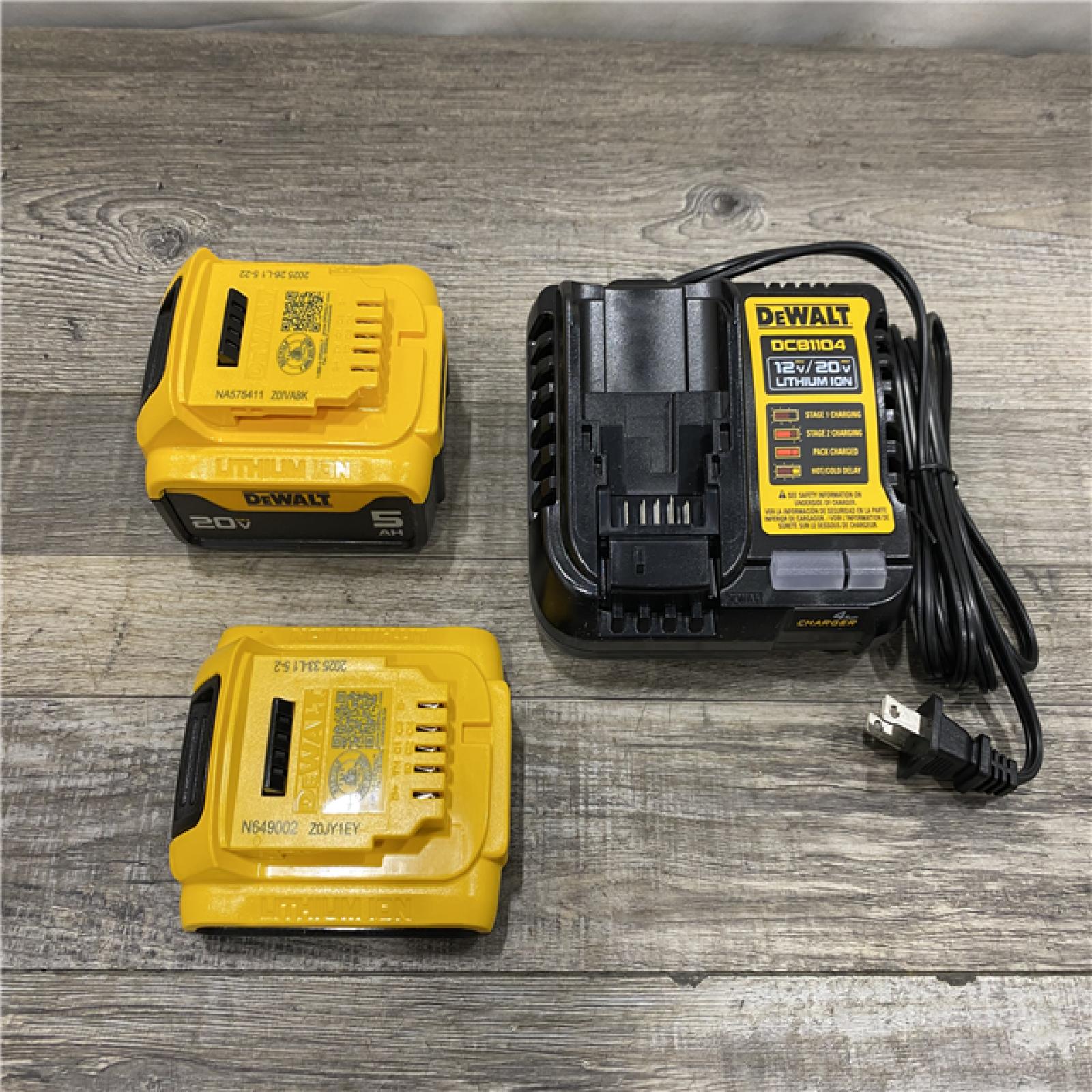 AS-IS DEWALT 20V MAX Lithium-Ion Battery Kit with 5.0Ah and 2.0Ah Battery and Charger