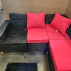 Phoenix LIKE NEW Halmuz 6-Piece Wicker Outdoor Sectional Set with Red Cushion