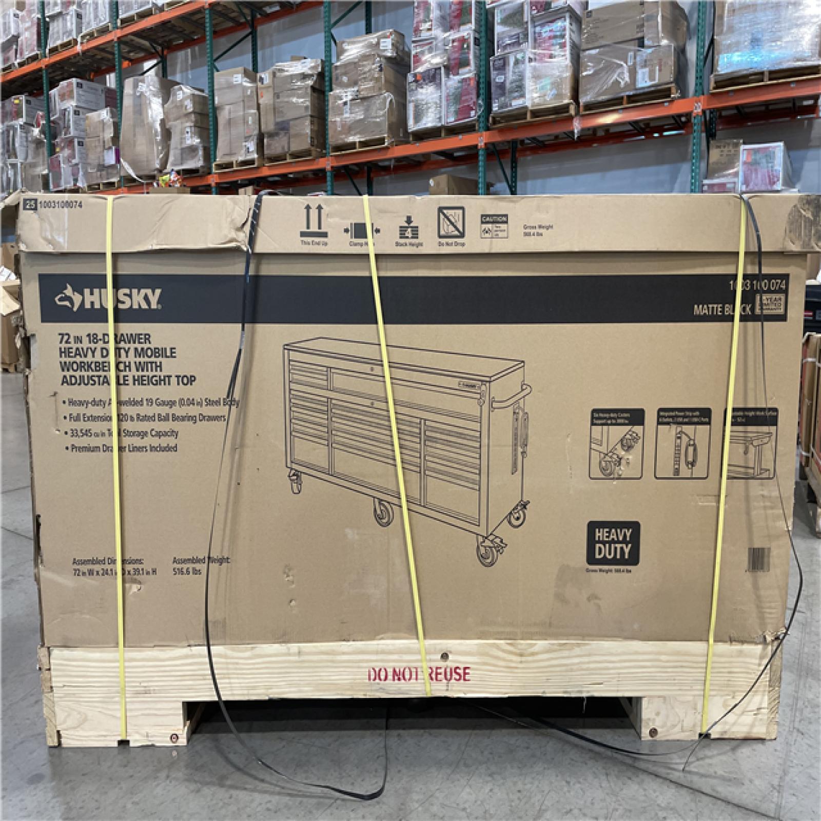 DALLAS LOCATION- Husky 72 in. W x 24 in. D Heavy Duty 18-Drawer Mobile Workbench