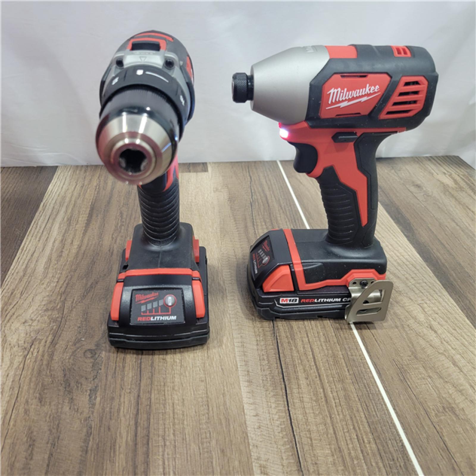AS-IS Milwaukee M18 18V Cordless Brushed 2 Tool Drill/Driver and Impact Driver Kit