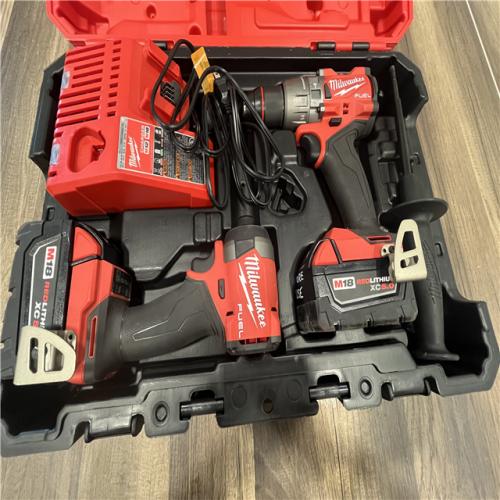 AS-IS MILWAUKEE FUEL 18V Lithium-Ion Brushless Cordless Hammer Drill and Impact Driver Combo Kit (2-Tool) with 2 Batteries