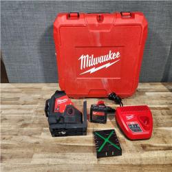 Houston Location AS-IS Milwaukee 12-Volt Lithium-Ion Cordless Green 250 ft. 3-Plane Laser Level Kit