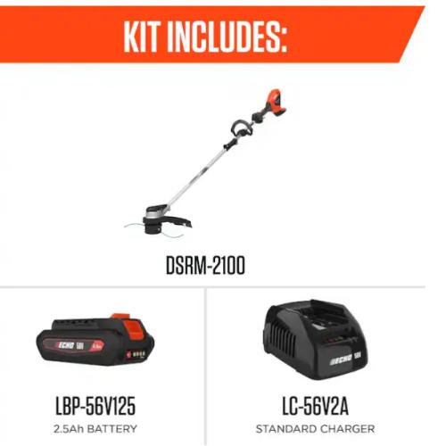 DALLAS LOCATION- NEW!- ECHO 56V 16 in. Brushless Cordless Battery Straight Shaft String Trimmer with Speed-Feed Head and 2.5Ah Battery and Charger (4 UNITS)