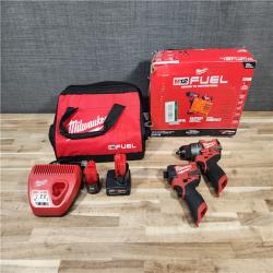 HOUSTON LOCATION - AS-IS Milwaukee FUEL 12-Volt Lithium-Ion Brushless Cordless Hammer Drill and Impact Driver Combo Kit