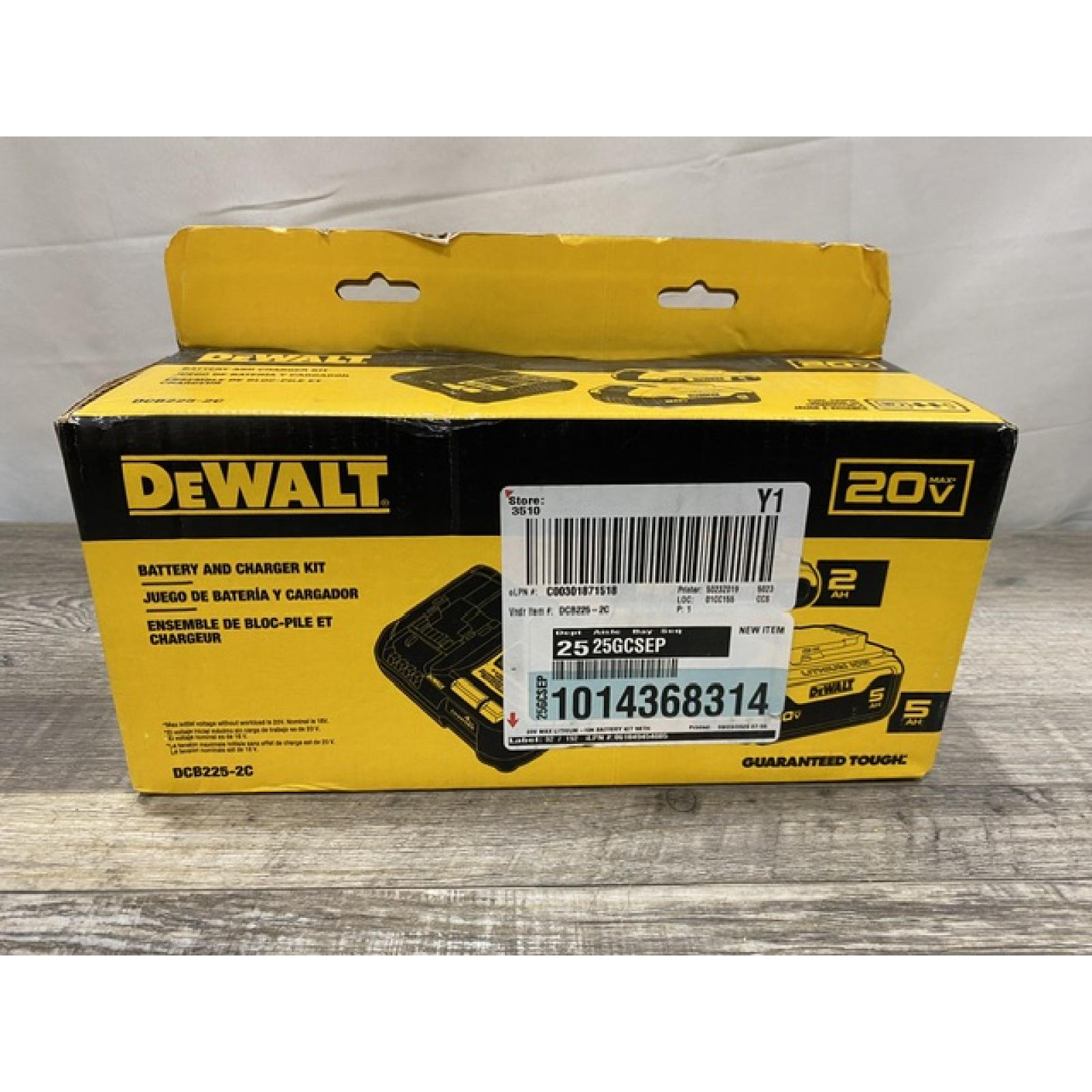 NEW - DEWALT 20V MAX Lithium-Ion Battery Kit with 5.0Ah and 2.0Ah Battery and Charger