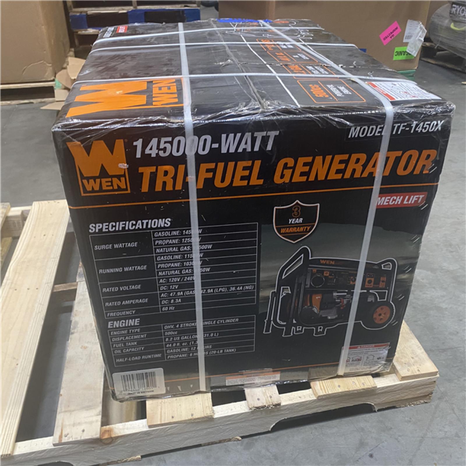 Dallas Location - NEW-  WEN TF1450X 14500-Watt 120V/240V Tri-Fuel Generator
