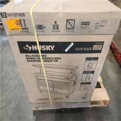 Phoenix NEW Husky 46 in. x 25 in. D 9-Drawer Mobile Workbench with Adjustable Height Wood Top in Gloss Black