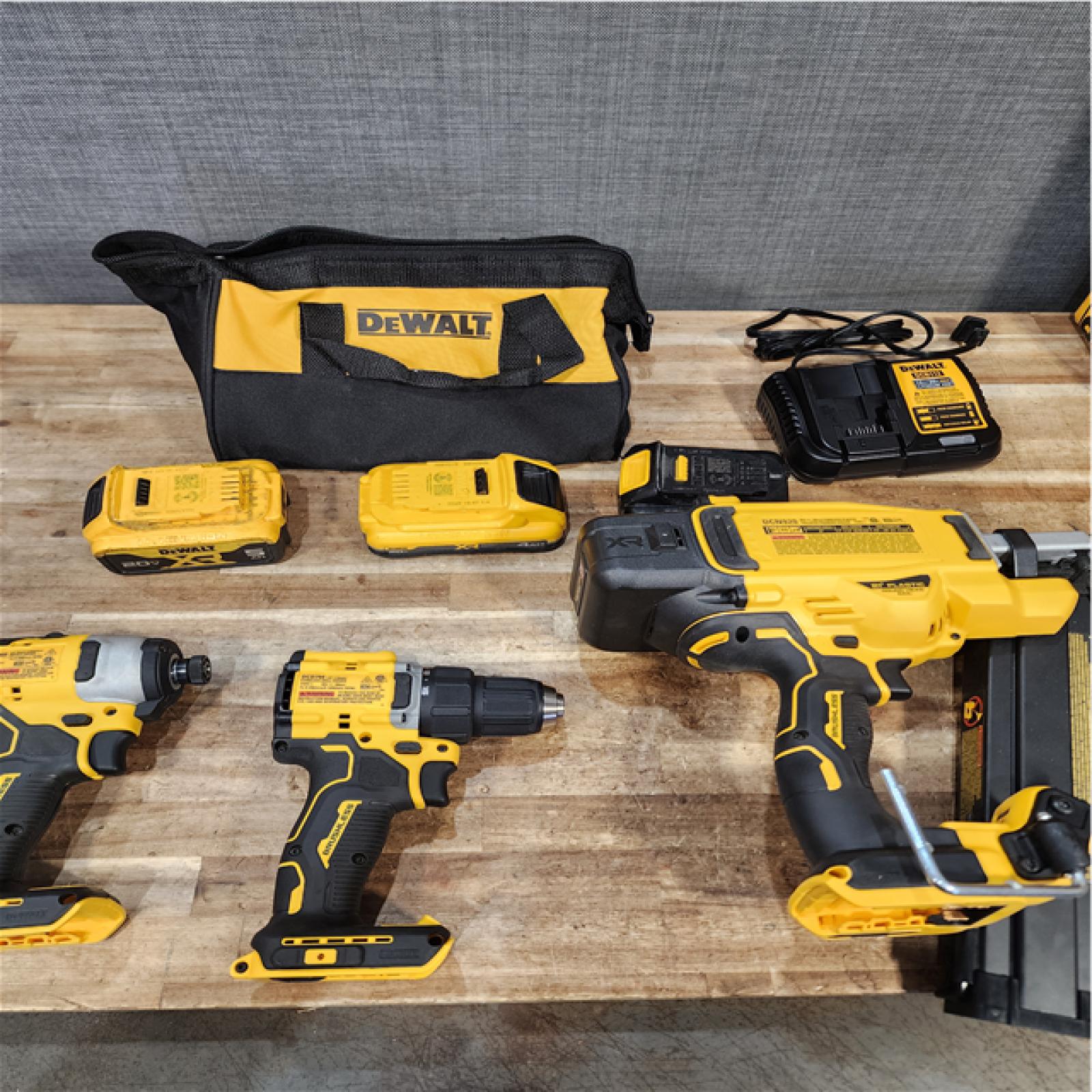 Houston Location DEWALT Drills QTY/2 and Nail Gun and Batteries QTY/ 3 with Charger